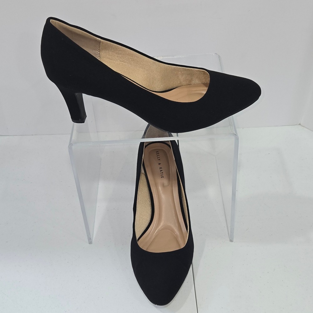 Kelly & Katie Genna Black Textile Pointed Toe Pumps Heels Womens 10M KK-GENNA